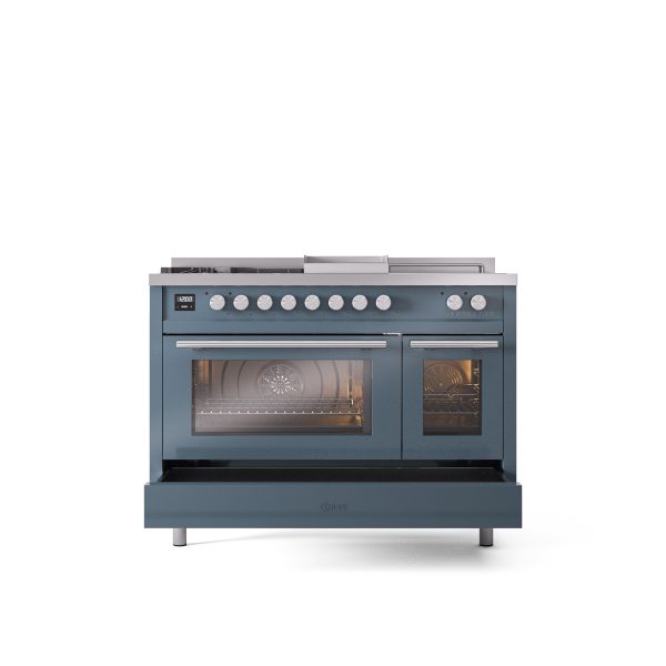 ILVE Professional Plus II 48" Dual Fuel Range with 5 Sealed Burners Griddle French Top Triple Glass Door - UP48FSWMP - Image 3