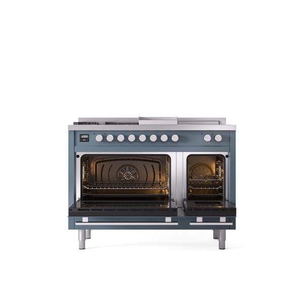ILVE Professional Plus II 48" Dual Fuel Range with 5 Sealed Burners Griddle French Top Triple Glass Door - UP48FSWMP - Image 4