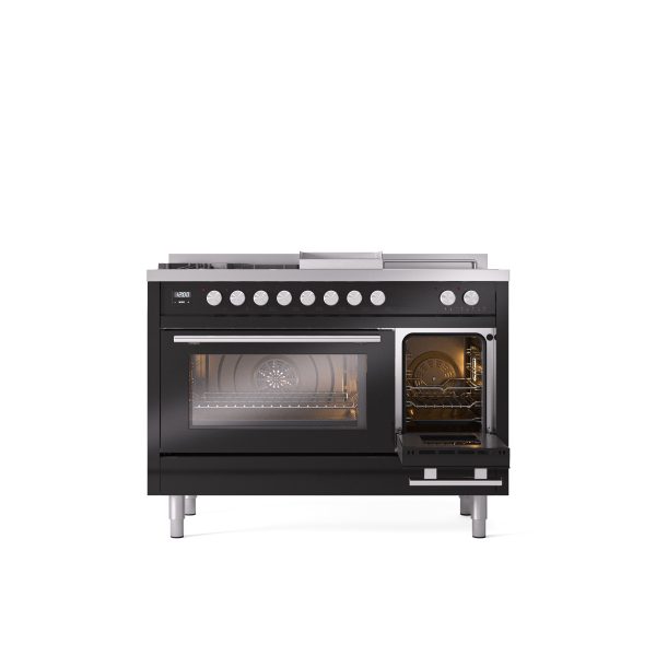 ILVE Professional Plus II 48" Dual Fuel Range with 5 Sealed Burners Griddle French Top Triple Glass Door - UP48FSWMP - Image 15