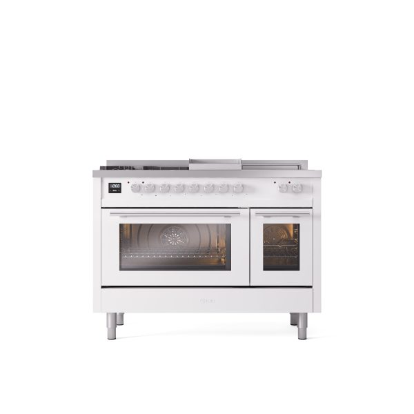 ILVE Professional Plus II 48" Dual Fuel Range with 5 Sealed Burners Griddle French Top Triple Glass Door - UP48FSWMP - Image 40