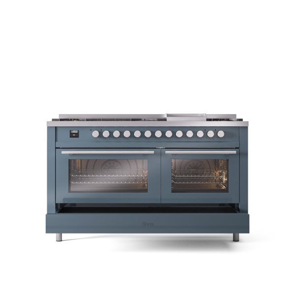 ILVE Professional Plus 60" Dual Fuel Range with 9 Sealed Burners w/Griddle Triple Glass Door - UP60FWMP - Image 3