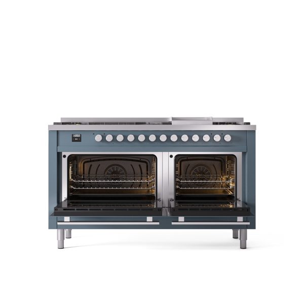 ILVE Professional Plus 60" Dual Fuel Range with 9 Sealed Burners w/Griddle Triple Glass Door - UP60FWMP - Image 4