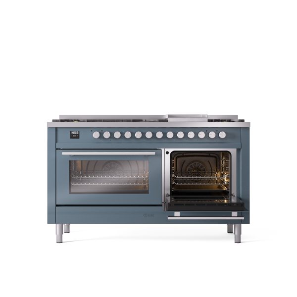ILVE Professional Plus 60" Dual Fuel Range with 9 Sealed Burners w/Griddle Triple Glass Door - UP60FWMP - Image 5