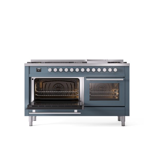 ILVE Professional Plus 60" Dual Fuel Range with 9 Sealed Burners w/Griddle Triple Glass Door - UP60FWMP - Image 6