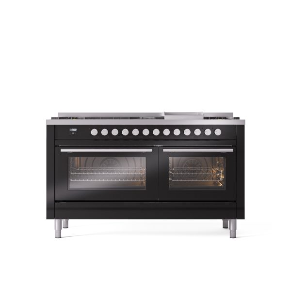 ILVE Professional Plus 60" Dual Fuel Range with 9 Sealed Burners w/Griddle Triple Glass Door - UP60FWMP - Image 12