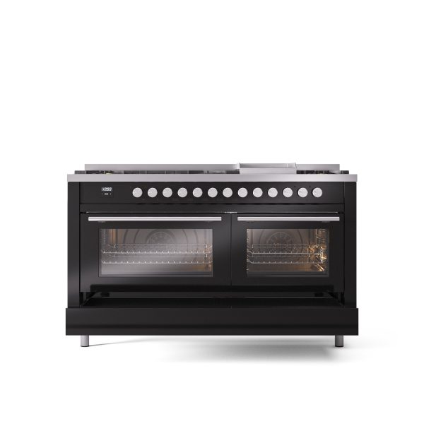 ILVE Professional Plus 60" Dual Fuel Range with 9 Sealed Burners w/Griddle Triple Glass Door - UP60FWMP - Image 13