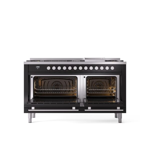 ILVE Professional Plus 60" Dual Fuel Range with 9 Sealed Burners w/Griddle Triple Glass Door - UP60FWMP - Image 14