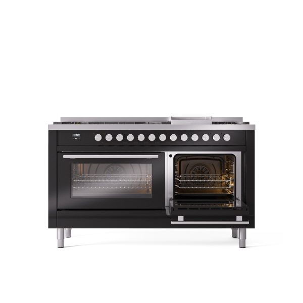 ILVE Professional Plus 60" Dual Fuel Range with 9 Sealed Burners w/Griddle Triple Glass Door - UP60FWMP - Image 15