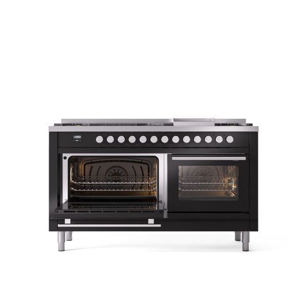 ILVE Professional Plus 60" Dual Fuel Range with 9 Sealed Burners w/Griddle Triple Glass Door - UP60FWMP - Image 16