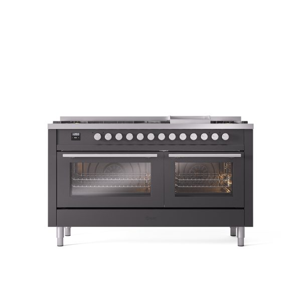 ILVE Professional Plus 60" Dual Fuel Range with 9 Sealed Burners w/Griddle Triple Glass Door - UP60FWMP - Image 22