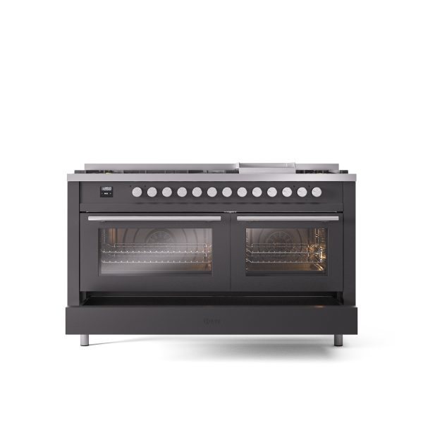 ILVE Professional Plus 60" Dual Fuel Range with 9 Sealed Burners w/Griddle Triple Glass Door - UP60FWMP - Image 23