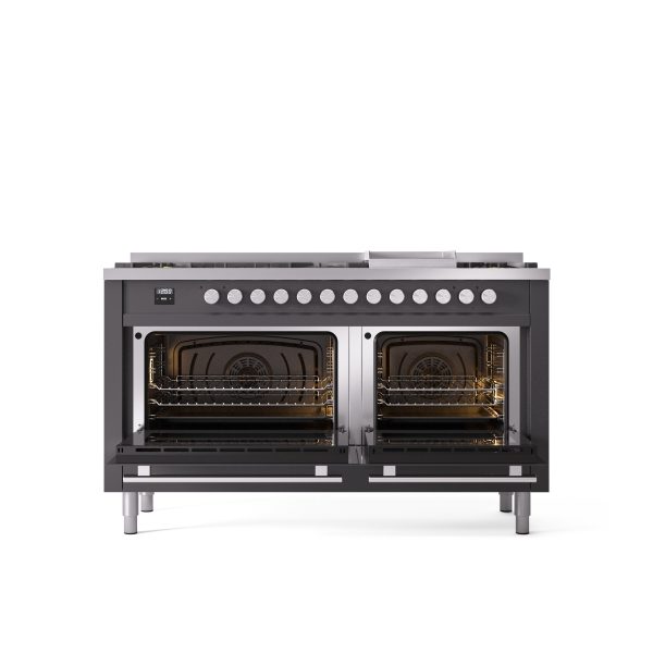 ILVE Professional Plus 60" Dual Fuel Range with 9 Sealed Burners w/Griddle Triple Glass Door - UP60FWMP - Image 24