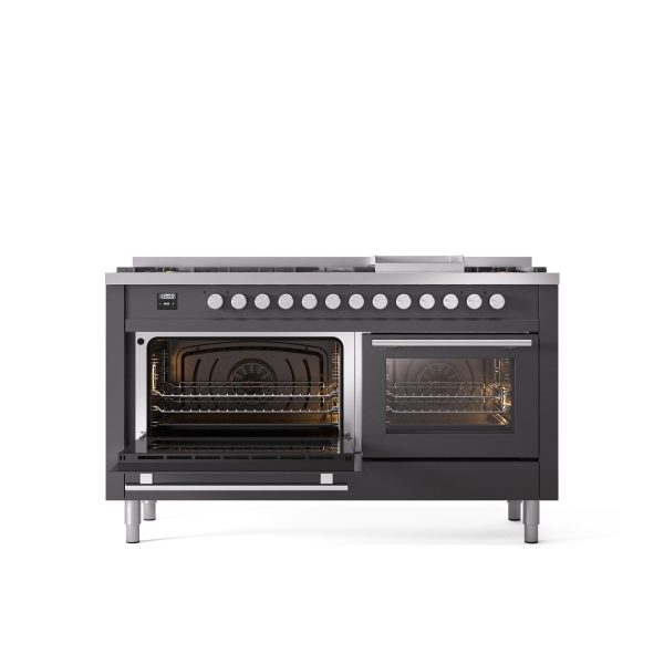 ILVE Professional Plus 60" Dual Fuel Range with 9 Sealed Burners w/Griddle Triple Glass Door - UP60FWMP - Image 26