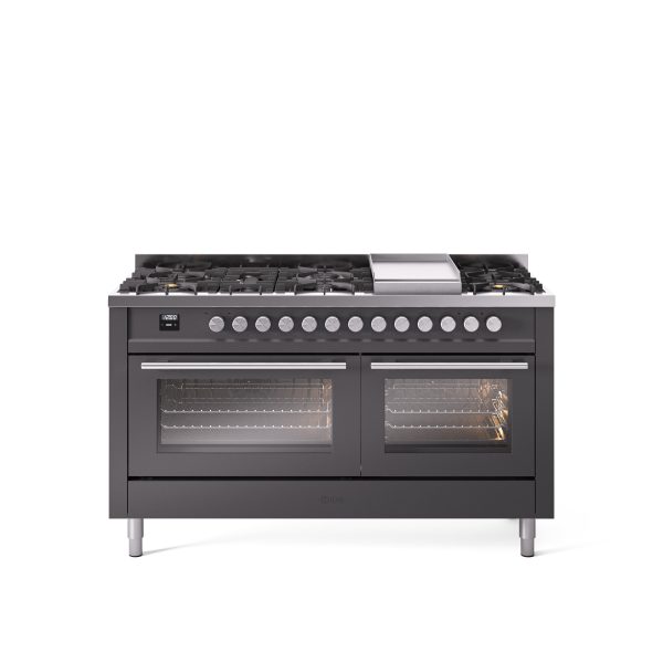 ILVE Professional Plus 60" Dual Fuel Range with 9 Sealed Burners w/Griddle Triple Glass Door - UP60FWMP - Image 27