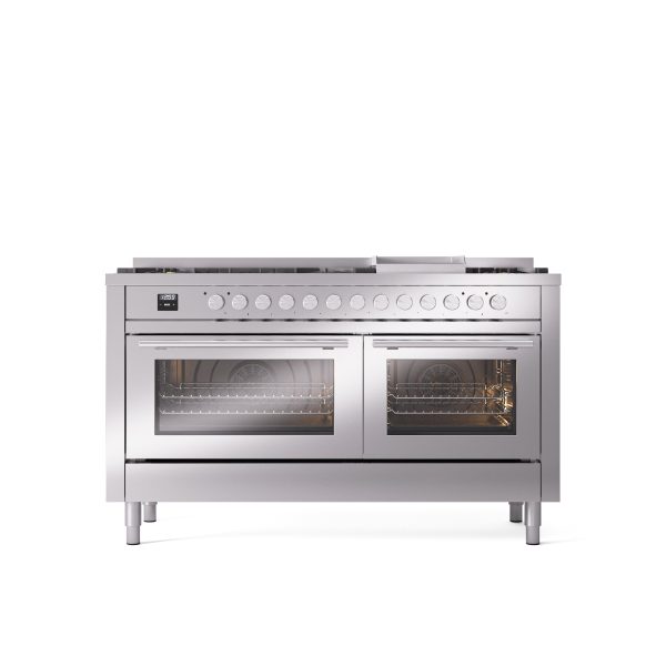 ILVE Professional Plus 60" Dual Fuel Range with 9 Sealed Burners w/Griddle Triple Glass Door - UP60FWMP - Image 32