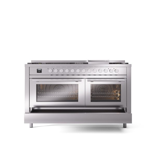 ILVE Professional Plus 60" Dual Fuel Range with 9 Sealed Burners w/Griddle Triple Glass Door - UP60FWMP - Image 33