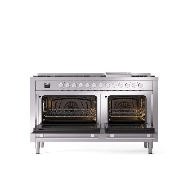 ILVE Professional Plus 60" Dual Fuel Range with 9 Sealed Burners w/Griddle Triple Glass Door - UP60FWMP - Image 34