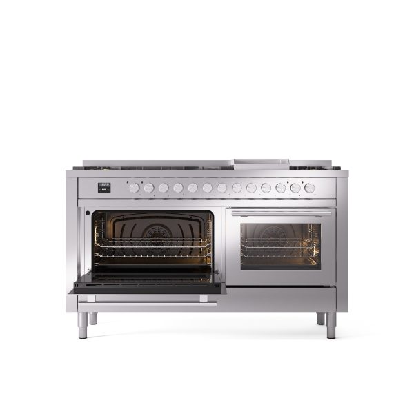 ILVE Professional Plus 60" Dual Fuel Range with 9 Sealed Burners w/Griddle Triple Glass Door - UP60FWMP - Image 36