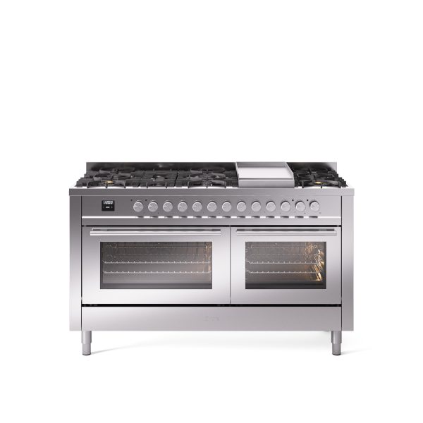 ILVE Professional Plus 60" Dual Fuel Range with 9 Sealed Burners w/Griddle Triple Glass Door - UP60FWMP - Image 37