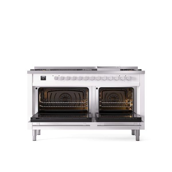 ILVE Professional Plus 60" Dual Fuel Range with 9 Sealed Burners w/Griddle Triple Glass Door - UP60FWMP - Image 44