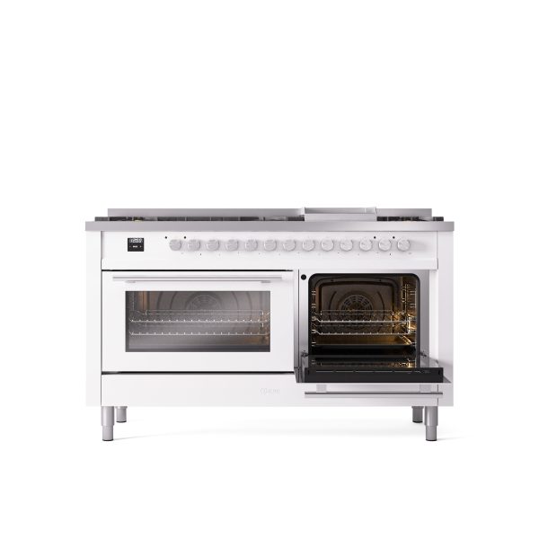 ILVE Professional Plus 60" Dual Fuel Range with 9 Sealed Burners w/Griddle Triple Glass Door - UP60FWMP - Image 45