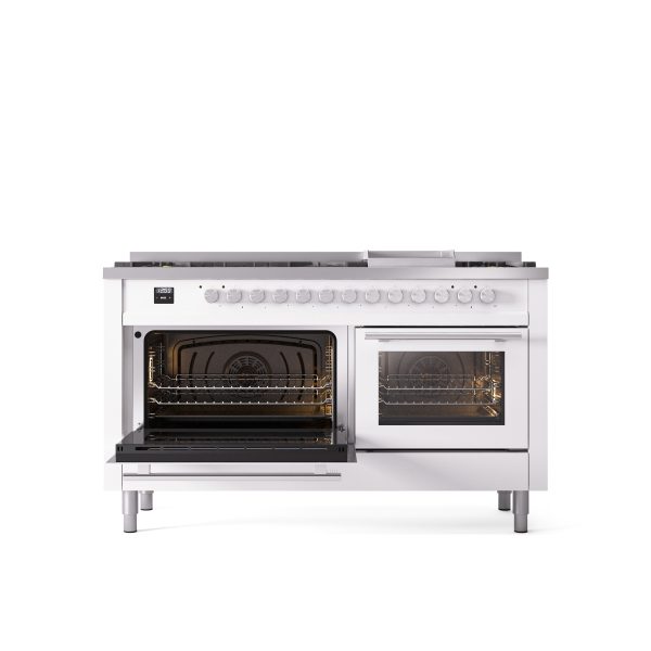 ILVE Professional Plus 60" Dual Fuel Range with 9 Sealed Burners w/Griddle Triple Glass Door - UP60FWMP - Image 46