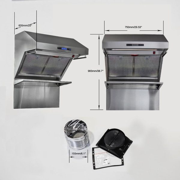 Forno Ansedonia 30" Wall Mount Range Hood Vent Shelf Backslash - FRHWM5029-30HB - Image 5