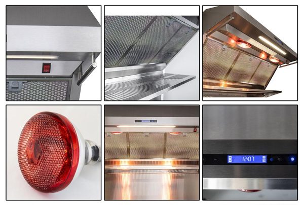 Forno Ansedonia 48" Wall Mount Range Hood with Red Light Warmer, Shelf/Backsplash, and 1200 CFM Motor -FRHWM5029-48HB - Image 4