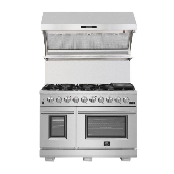 Forno Ansedonia 48" Wall Mount Range Hood with Red Light Warmer, Shelf/Backsplash, and 1200 CFM Motor -FRHWM5029-48HB - Image 2