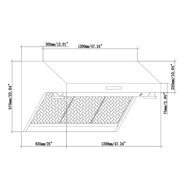 Forno Ansedonia 48" Wall Mount Range Hood with Red Light Warmer, Shelf/Backsplash, and 1200 CFM Motor -FRHWM5029-48HB - Image 6
