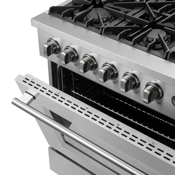 Forno Marco 36-Inch Gas Range 6 Gas Burners, 5.36 cu.ft. Convection Oven and Temperature Gauge in Stainless Steel - FFSGS6277-36 - Image 4