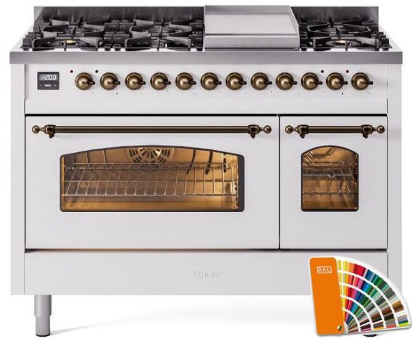 ILVE 48" Nostalgie II Series Freestanding Double Oven Dual Fuel Range with 8 Sealed Burners and Griddle - UP48FNMP - Image 34