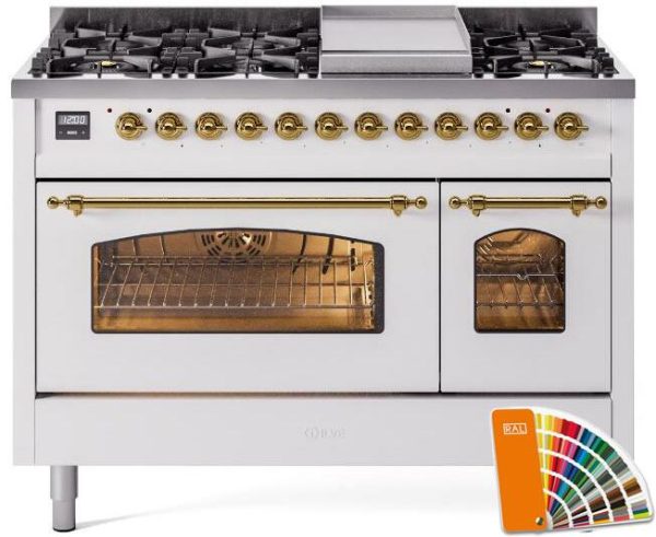 ILVE 48" Nostalgie II Series Freestanding Double Oven Dual Fuel Range with 8 Sealed Burners and Griddle - UP48FNMP - Image 36