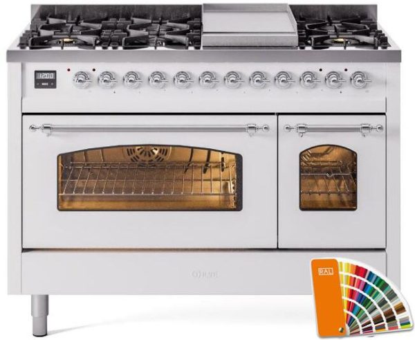 ILVE 48" Nostalgie II Series Freestanding Double Oven Dual Fuel Range with 8 Sealed Burners and Griddle - UP48FNMP - Image 35