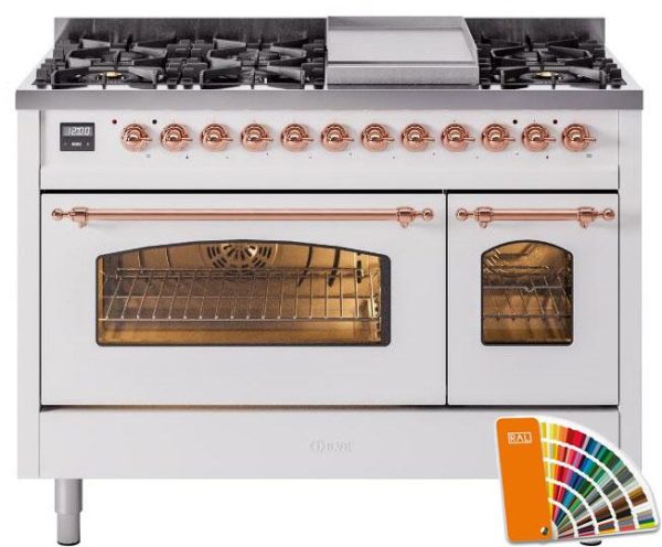 ILVE 48" Nostalgie II Series Freestanding Double Oven Dual Fuel Range with 8 Sealed Burners and Griddle - UP48FNMP - Image 37