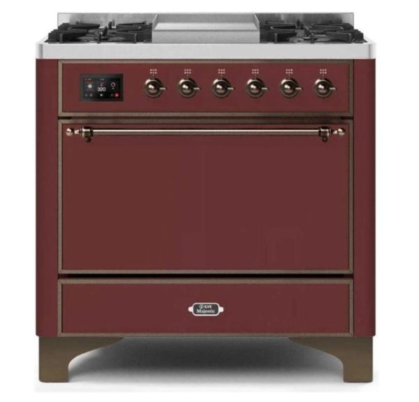 ILVE 36 Inch Majestic II Series Natural/ Propane Gas Burner and Electric Oven Range with 6 Sealed Burners (UM09FDQNS3) - Image 9