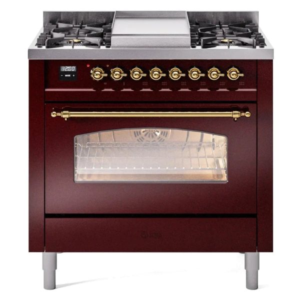 ILVE 36" Nostalgie II Series Freestanding Single Oven Dual Fuel Range with 6 burners + Fry Top - UP36FNMP - Image 11