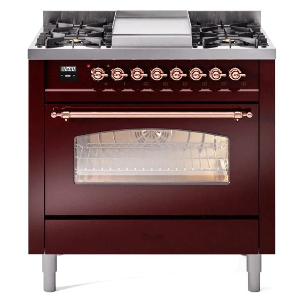 ILVE 36" Nostalgie II Series Freestanding Single Oven Dual Fuel Range with 6 burners + Fry Top - UP36FNMP - Image 12