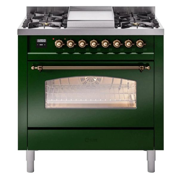 ILVE 36" Nostalgie II Series Freestanding Single Oven Dual Fuel Range with 6 burners + Fry Top - UP36FNMP - Image 13