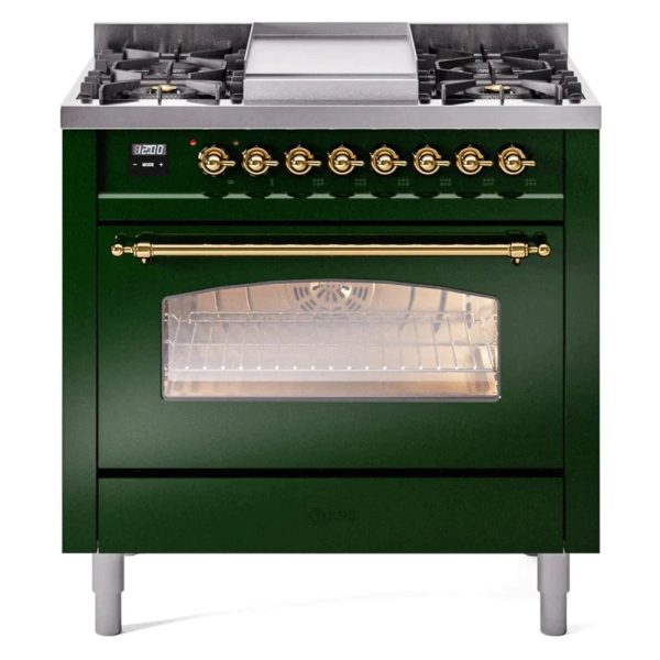ILVE 36" Nostalgie II Series Freestanding Single Oven Dual Fuel Range with 6 burners + Fry Top - UP36FNMP - Image 15