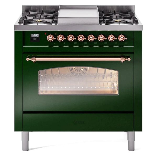 ILVE 36" Nostalgie II Series Freestanding Single Oven Dual Fuel Range with 6 burners + Fry Top - UP36FNMP - Image 16