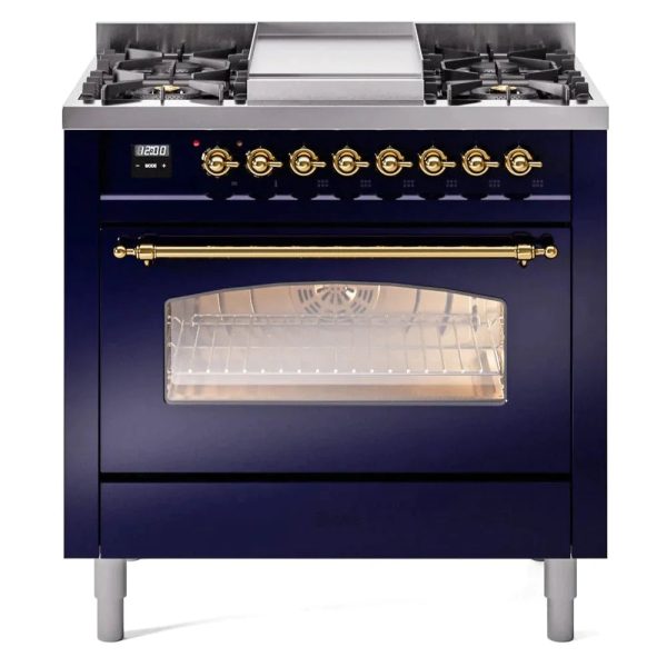 ILVE 36" Nostalgie II Series Freestanding Single Oven Dual Fuel Range with 6 burners + Fry Top - UP36FNMP - Image 19