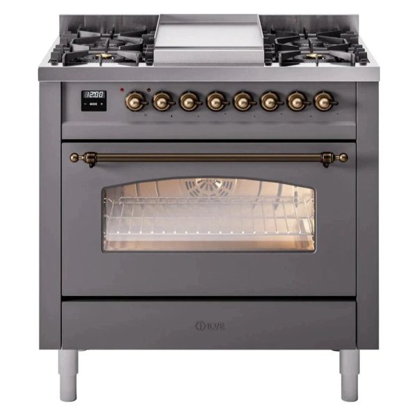 ILVE 36" Nostalgie II Series Freestanding Single Oven Dual Fuel Range with 6 burners + Fry Top - UP36FNMP - Image 21