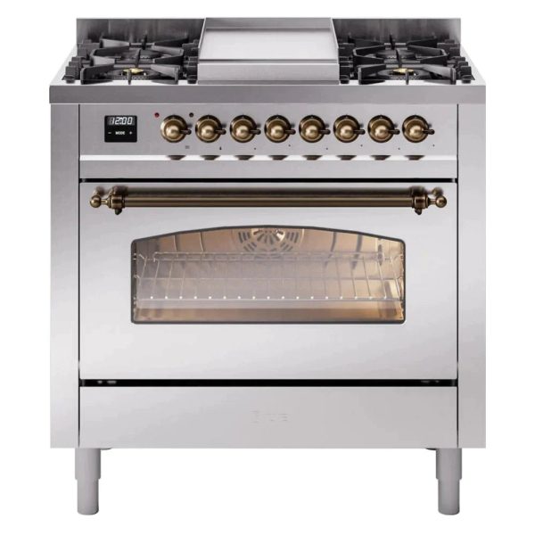 ILVE 36" Nostalgie II Series Freestanding Single Oven Dual Fuel Range with 6 burners + Fry Top - UP36FNMP - Image 25