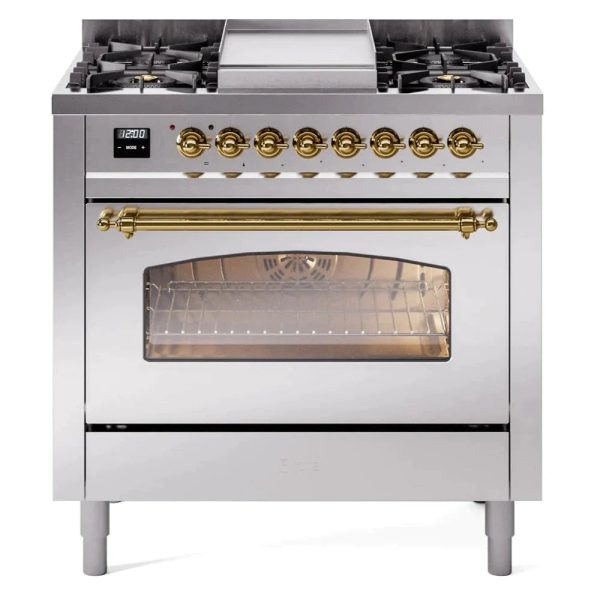 ILVE 36" Nostalgie II Series Freestanding Single Oven Dual Fuel Range with 6 burners + Fry Top - UP36FNMP - Image 27