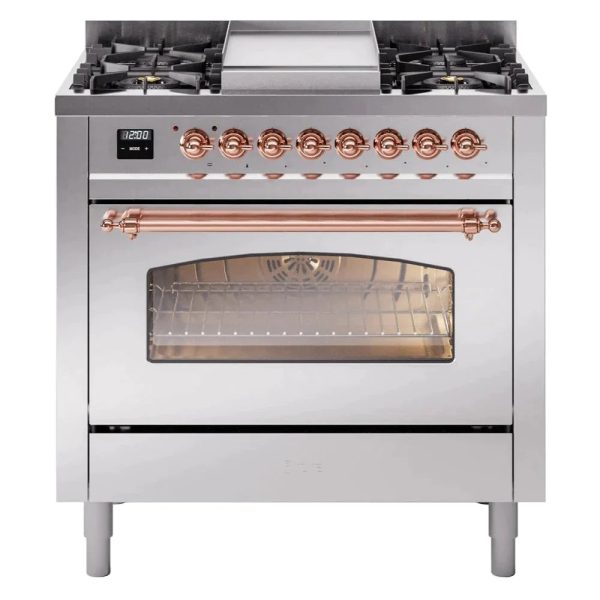 ILVE 36" Nostalgie II Series Freestanding Single Oven Dual Fuel Range with 6 burners + Fry Top - UP36FNMP - Image 28