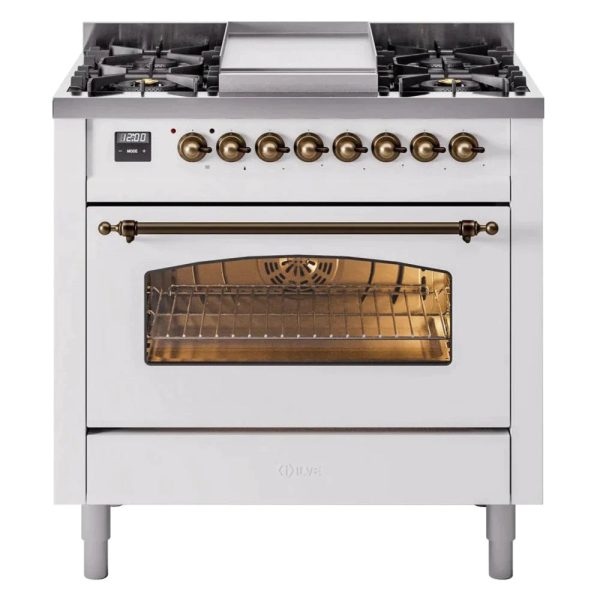ILVE 36" Nostalgie II Series Freestanding Single Oven Dual Fuel Range with 6 burners + Fry Top - UP36FNMP - Image 29
