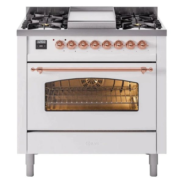 ILVE 36" Nostalgie II Series Freestanding Single Oven Dual Fuel Range with 6 burners + Fry Top - UP36FNMP - Image 32