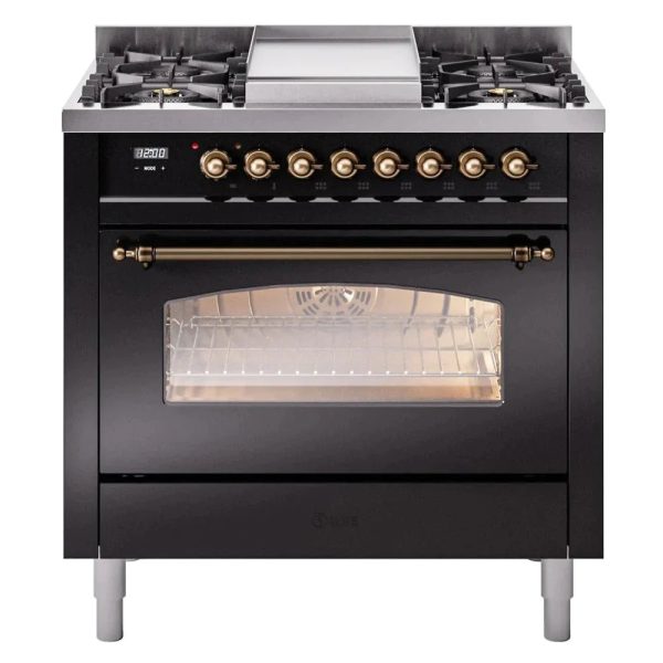 ILVE 36" Nostalgie II Series Freestanding Single Oven Dual Fuel Range with 6 burners + Fry Top - UP36FNMP - Image 5