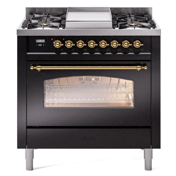 ILVE 36" Nostalgie II Series Freestanding Single Oven Dual Fuel Range with 6 burners + Fry Top - UP36FNMP - Image 7